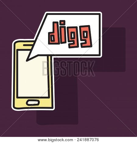 Sticker Unusual Look Web Icon Of Modern Social Network Digg.