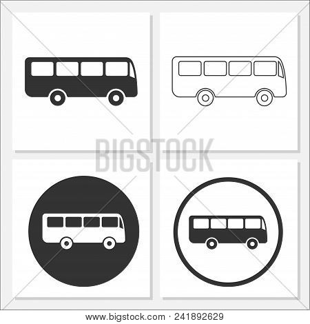 Bus Flat Icon Set Vector Design Template