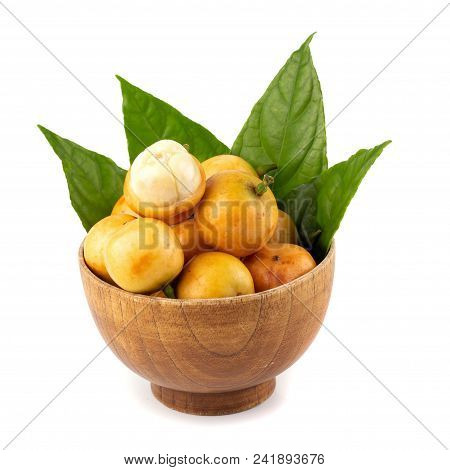 Rambeh Tropical Fruit With Leaf Isolated On White Background