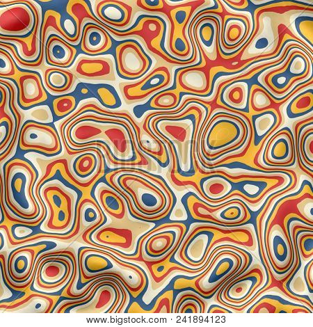 Colorful topographic stripes background. Color curves painted surface backdrop. 3D rendering.
