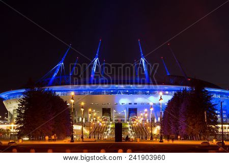 St.petersburg, Russia - 14 May, 2018: Night Stadium Zenit Arena, Football Stadium Saint-petersburg O