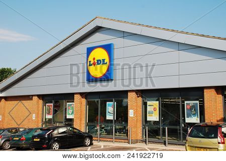 ST. LEONARDS-ON-SEA, ENGLAND - MAY 23, 2018: Exterior of a branch of German supermarket chain Lidl. The international company has over 670 stores in the UK.