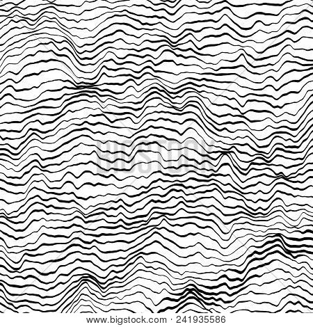Texture Made Of Wavy Line With Variable Width. Vector Line Noise.