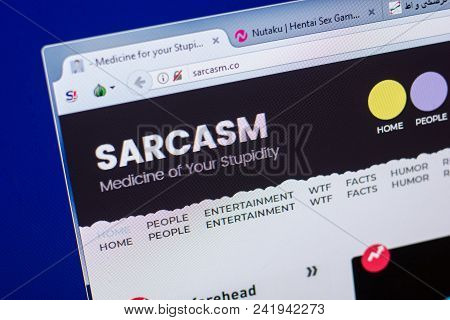 Ryazan, Russia - May 20, 2018: Homepage Of Sarcasm Website On The Display Of Pc, Url - Sarcasm.co
