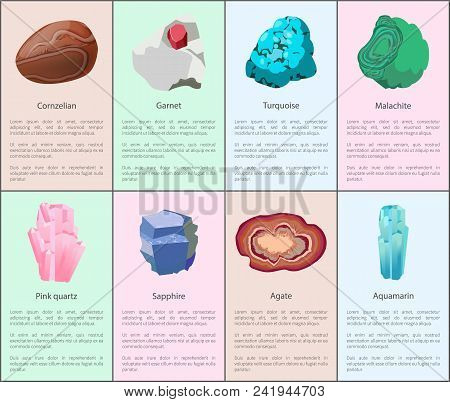 Aquamarine Agate Sapphire Pink Quartz Malachite Turquoise Garnet Carnelian Precious Gemstones Set Is