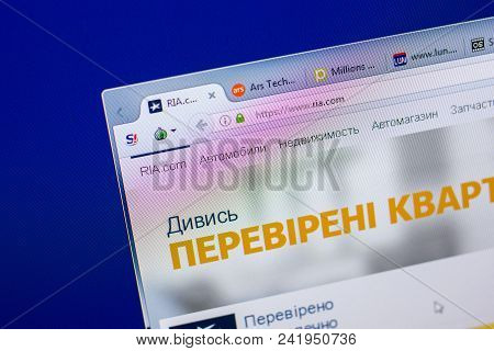 Ryazan, Russia - May 20, 2018: Homepage Of Ria Website On The Display Of Pc, Url - Ria.com