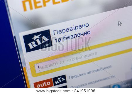 Ryazan, Russia - May 20, 2018: Homepage Of Ria Website On The Display Of Pc, Url - Ria.com
