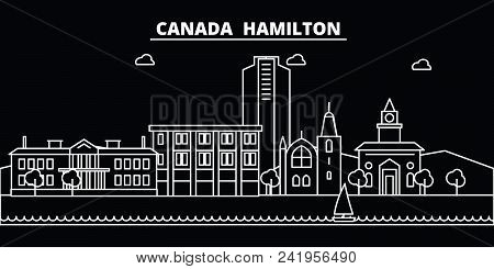 Hamilton Silhouette Skyline. Canada - Hamilton Vector City, Canadian Linear Architecture, Buildings.