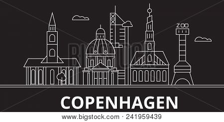 Copenhagen City Silhouette Skyline. Denmark - Copenhagen City Vector City, Danish Linear Architectur