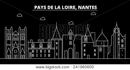 Nantes Silhouette Skyline. France - Nantes Vector City, French Linear Architecture, Buildings. Nante