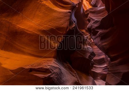 Upper Antelope Canyon In The Navajo Reservation, Page, Arizona, Usa. The Most Popular Location For P