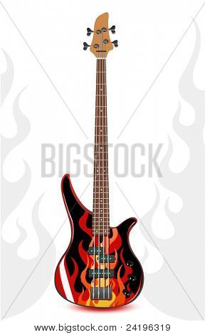 JPEG-version af black bass guitar med flammer
