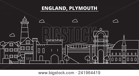 Plymouth Silhouette Skyline. Great Britain - Plymouth Vector City, British Linear Architecture, Buil