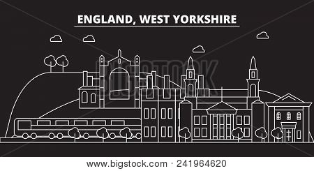 West Yorkshire Silhouette Skyline. Great Britain - West Yorkshire Vector City, British Linear Archit