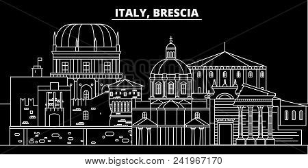 Brescia Silhouette Skyline. Italy - Brescia Vector City, Italian Linear Architecture, Buildings. Bre