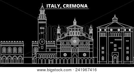 Cremona Silhouette Skyline. Italy - Cremona Vector City, Italian Linear Architecture, Buildings. Cre