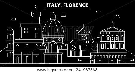 Florence City Silhouette Skyline. Italy - Florence City Vector City, Italian Linear Architecture, Bu