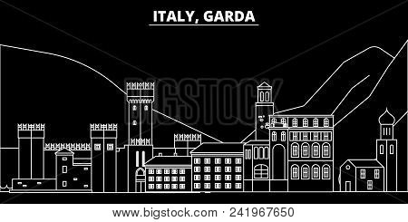 Garda Silhouette Skyline. Italy - Garda Vector City, Italian Linear Architecture, Buildings. Garda L