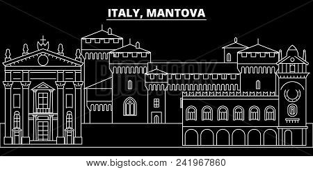 Mantova Silhouette Skyline. Italy - Mantova Vector City, Italian Linear Architecture, Buildings. Man
