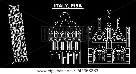 Pisa Silhouette Skyline. Italy - Pisa Vector City, Italian Linear Architecture, Buildings. Pisa Line