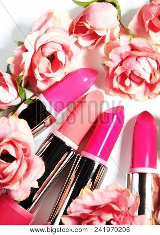 Lipstick. Fashion Colorful Lipsticks. Professional Makeup And Beauty. Beautiful Make-up Concept. Lip