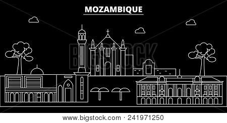 Mozambique Silhouette Skyline, Vector, City, Mozambican Linear Architecture, Buildings. Mozambique T