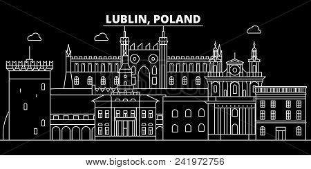 Lublin Silhouette Skyline. Poland - Lublin Vector City, Polish Linear Architecture, Buildings. Lubli