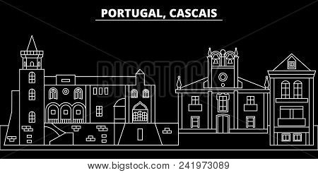 Cascais Silhouette Skyline. Portugal - Cascais Vector City, Portuguese Linear Architecture, Building