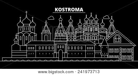 Kostroma Silhouette Skyline. Russia - Kostroma Vector City, Russian Linear Architecture, Buildings. 