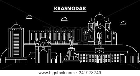 Krasnodar Silhouette Skyline. Russia - Krasnodar Vector City, Russian Linear Architecture, Buildings