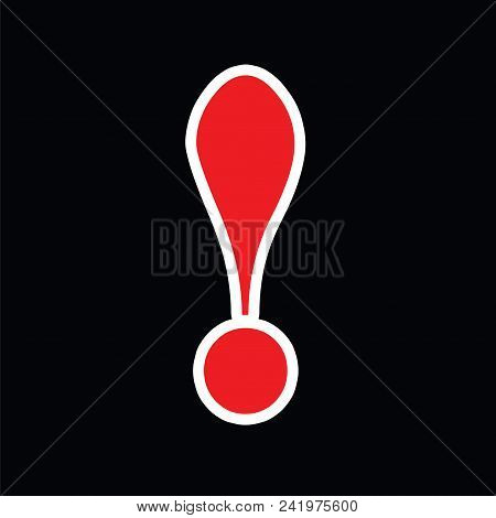 Red Exclamation Mark Vector Isolated On Black Background