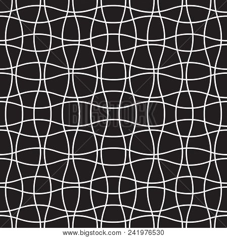 Seamless Wave Crossing Weave Pattern. Abstract Geometric Grid Mesh Background.