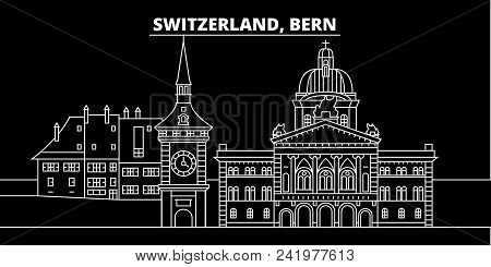 Bern Silhouette Skyline. Switzerland - Bern Vector City, Swiss Linear Architecture, Buildings. Bern 