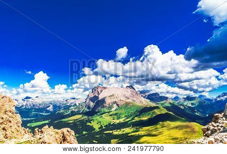 View On Marmolada Mountain In The Alps Of South Tyrol