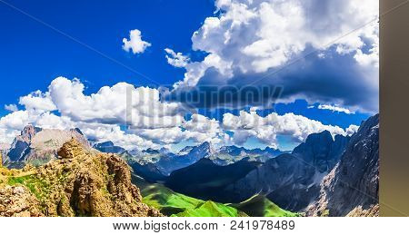 View On Marmolada Mountain In The Alps Of South Tyrol