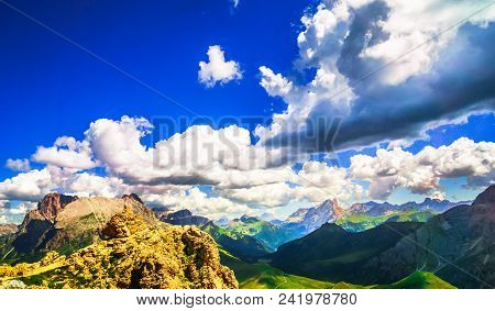 View On Marmolada Mountain In The Alps Of South Tyrol