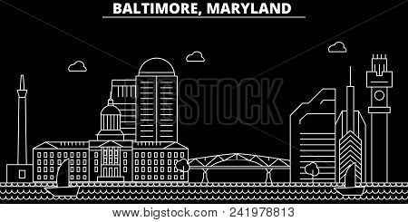 Baltimore Silhouette Skyline. Usa - Baltimore Vector City, American Linear Architecture, Buildings. 