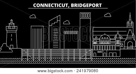 Bridgeport Silhouette Skyline. Usa - Bridgeport Vector City, American Linear Architecture, Buildings