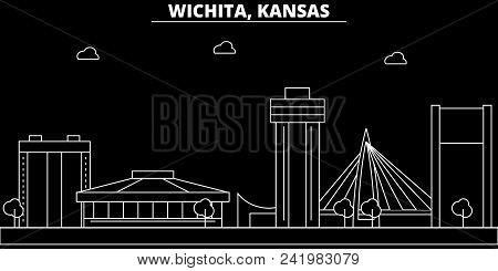Wichita Silhouette Skyline. Usa - Wichita Vector City, American Linear Architecture, Buildings. Wich
