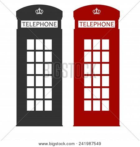 Phone Booth, London Red Cabin, English Telephone Street Box. Symbol Of The Uk. Vector