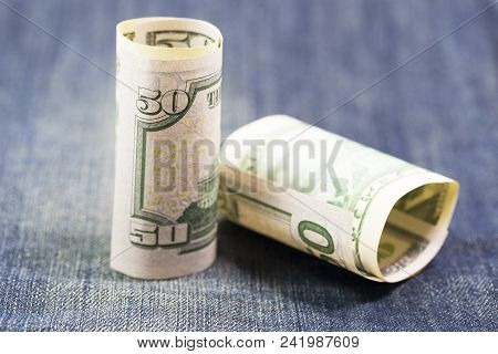Ulysses S. Grant Face On Us Fifty Or 50 Dollars Bill Macro, United States Money Closeup