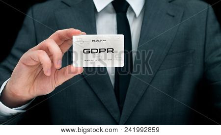 Civil Servant Showing Card With Gdpr Sign. Concept Of Personal Data Protection