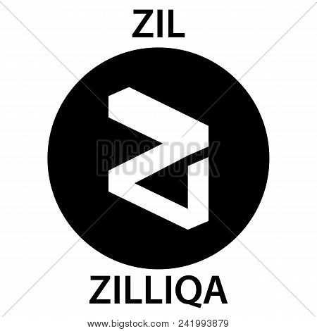 Zilliqa Coin Cryptocurrency Blockchain Icon. Virtual Electronic, Internet Money Or Cryptocoin Symbol