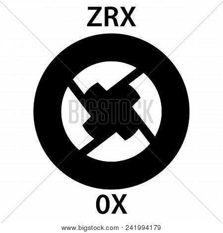 Zrx Coin Cryptocurrency Blockchain Icon. Virtual Electronic, Internet Money Or Cryptocoin Symbol, Lo