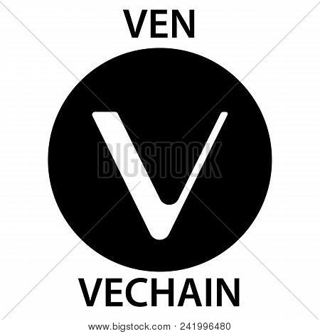 Vechein Cryptocurrency Blockchain Icon. Virtual Electronic, Internet Money Or Cryptocoin Symbol, Log
