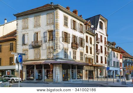 Street With Historical Houses In La Roche-sur-foron, France
