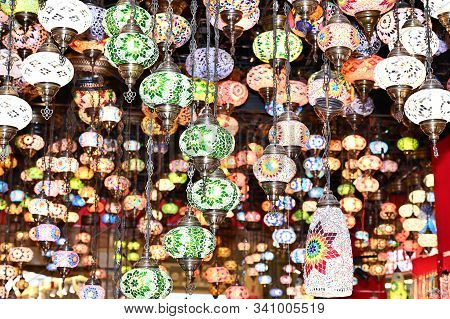 Dubai, United Arab Emirates - December 13, 2019: Traditional Arabic Hanging Lantern At Global Villag