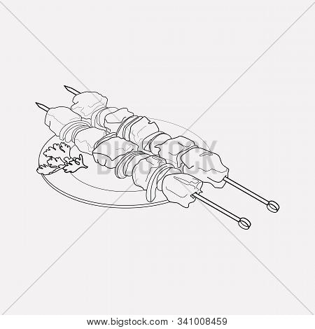 Azeri Shish Kebab Icon Line Element. Vector Illustration Of Azeri Shish Kebab Icon Line Isolated On 