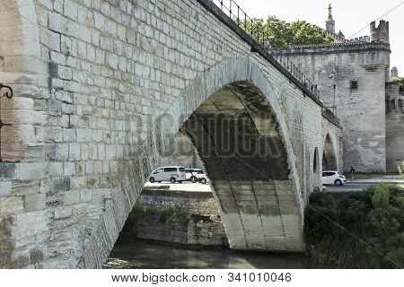 The Saint Bénézet Bridge, Known As The Avignon Bridge, Photo Taken From Below