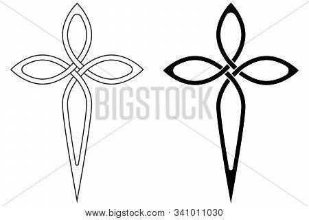 Symbol Faith Christian Church Cross Graceful Contours, Vector Cross Symbol Sign Of Faith In God